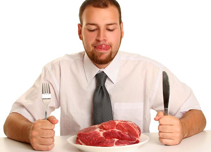 Carne roja en la dieta de un hombre. 